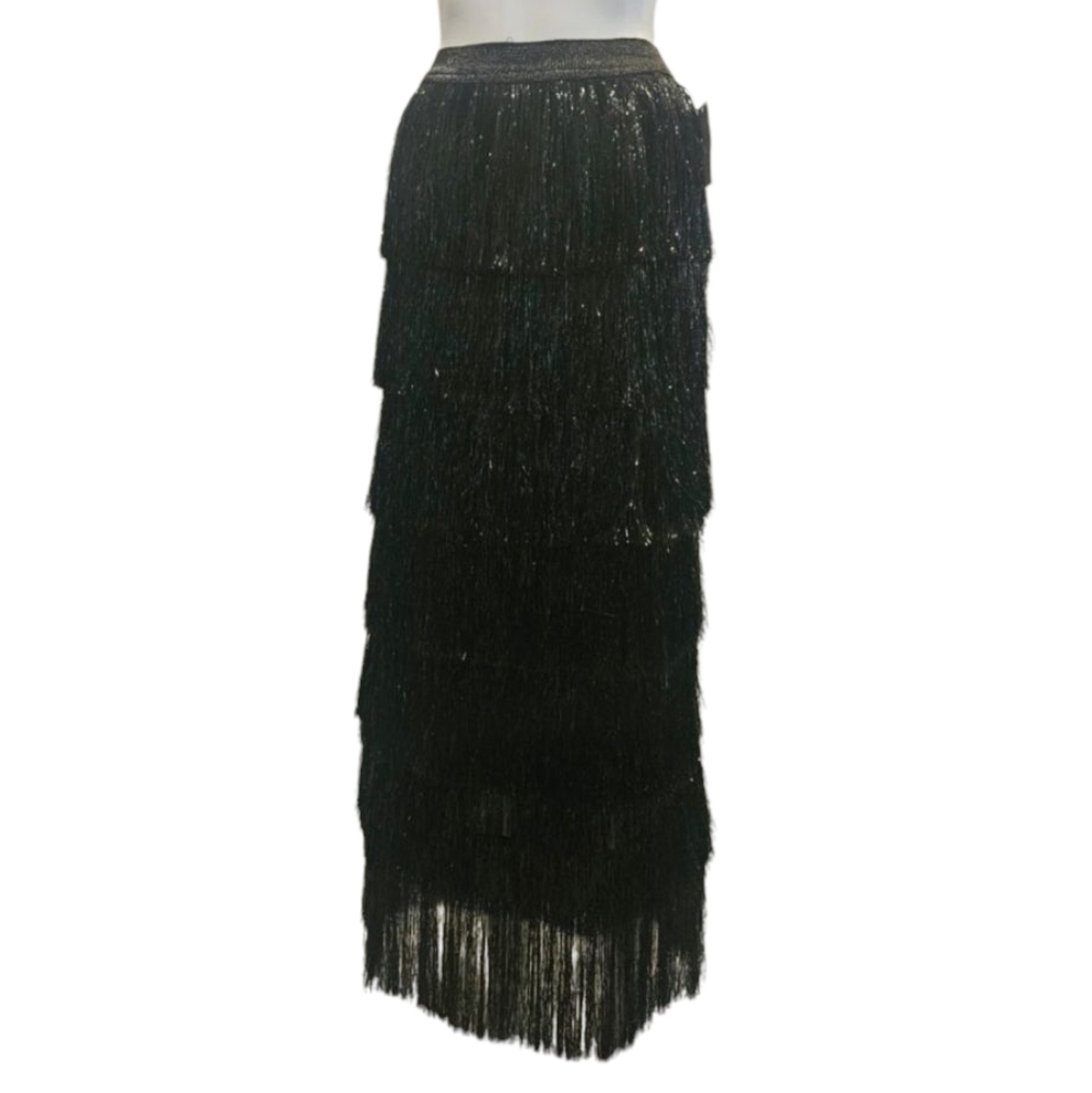 NWT - WHY Dress - Tiered Fringe Tassel Maxi Skirt - Size Small - Picture 3 of 6